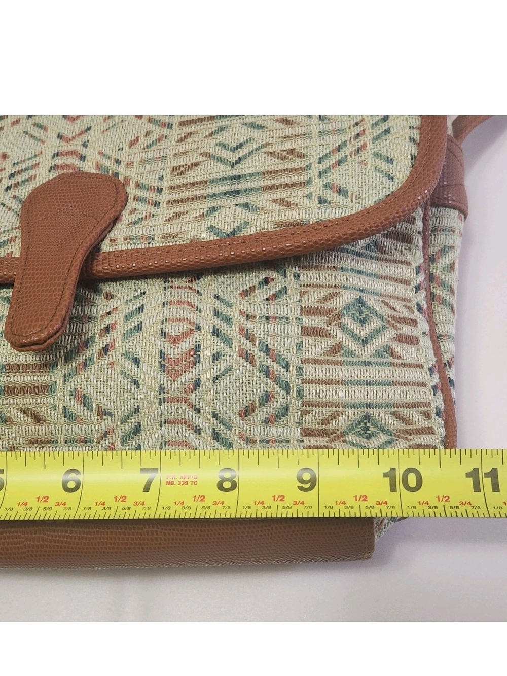 VTG 90s BG Street Aztec Tapestry Carpet Crossbody Bag 10x9x4 Bon Marche Hippie - Picture 7 of 16